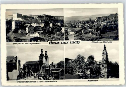 Glatz Donjon mit Festungswerke, Minoritenkirche, Rathaus