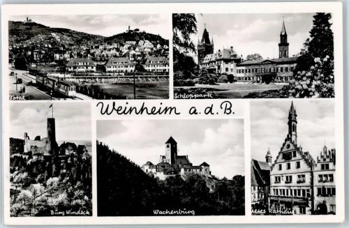 Weinheim Gesamtansicht, Schlosspark, Burg Windeck, Wachenburg, Altes Rathaus