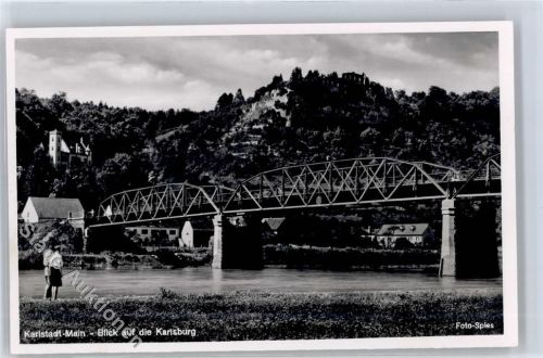 97753 W8782 Karlstadt , Main - Blick auf die Karlsburg, Brücke