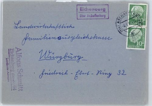 63739 W8750 Aschaffenburg - Landpoststempel Eichenberg