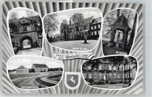33428 W4834 Marienfeld , Stadt Harsewinkel - Torbogen, Schule, Kirche, Kinderheim