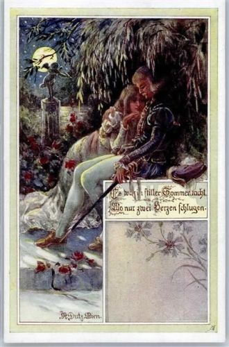 sign. Dietz, R. Frau Amor Künstler Künstlerkarte