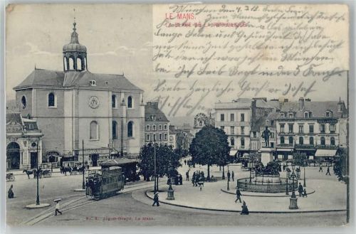 Le Mans La Place de la Republique, Straßenbahn, Denkmal