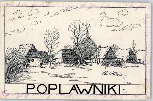 Dombrowa Kleinpolen Dabrowa Tarnowska 1917 Künstlerkarte sign. A.S. Kirche Feldpost WK I Poplawniki