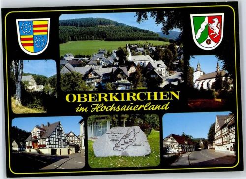 57392 W5948 Oberkirchen , Sauerl - Kirche Gedenkstein Strassenbilder