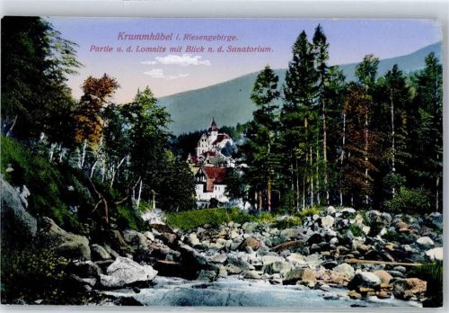Krummhübel Partie an der Lomnitz Blick zum Sanatorium