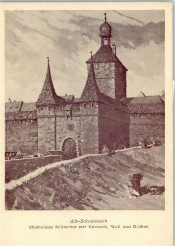 91126 W8540 Schwabach - Ehemaliges Zöllnertor mit Vorwerk Wall Graben