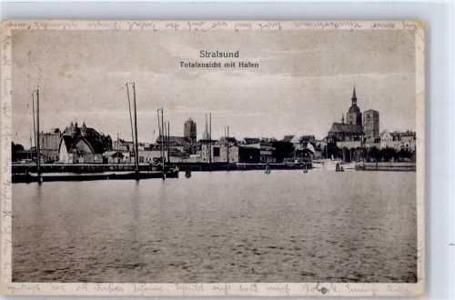 Stralsund 1920 Hafen Kirche