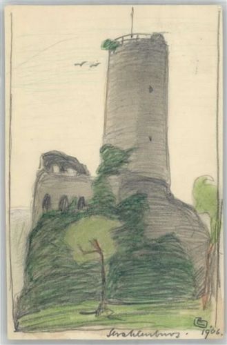 Neckargemünd 1906 Strahlenburg handgenalt
