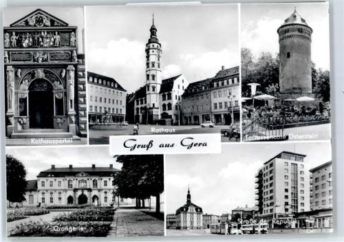 Gera Rathaus Portal Terrassencafe Osterstein Orangerie Straße der Republik
