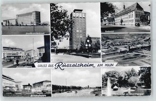 Rüsselsheim Opelturm Rathaus Bahnhofsplatz Stadtkrankenhaus Opelwerke