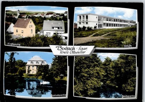 66571 W6686 Bubach b Lebach - Kirche Schule Bach