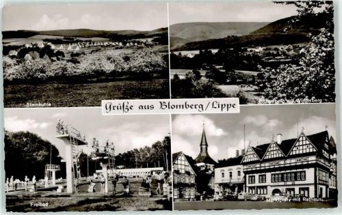 32825 W4933 Blomberg , Lippe - Steinkuhle Schwimmbad Eichenberg Marktplatz Rathaus