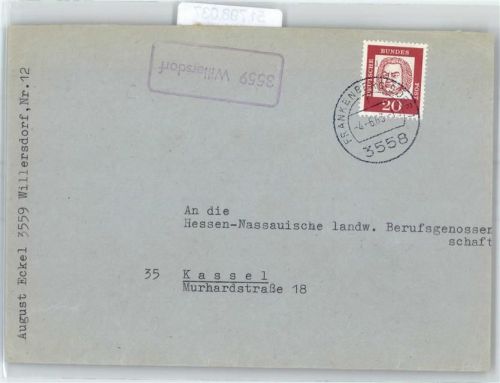 35066 W3558 Willersdorf , Kr Frankenberg, Eder - Landpoststempel