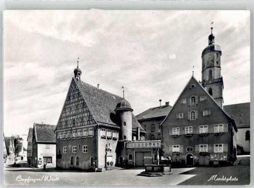 73441 W7085 Bopfingen Foto AK Marktplatz Brunnen