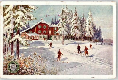 Hallerhaus Berghütte Wechsel Skisport Winter signiert Hüttenstempel
