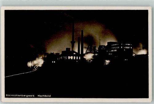 Steinkohlebergwerk Nachtbild Industriegebiet Bergbau Foto AK