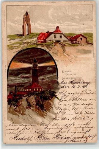 Borkum 1898 Leuchtturm signiert Baake