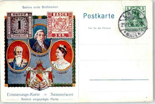 1906 Badens erste Briefmarke Erinnerungs-Karte