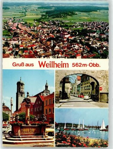 Weilheim Marienplatz Brunnen Ammersee Stadtmauer Segelboot