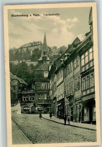 Blankenburg Tränkestraße mit Bergkirche St. Bartholomäus und Schloss Verlag Bruno Hansmann No. 52419