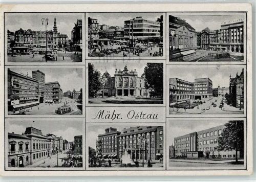 Ostrava 1943 Straßenbahn Marktszene Postamt Feldpost WK II