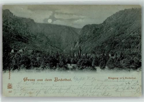 O4308 Thale Bodetal Eingang Dr. Trenkler & Co. 1898 Mondschein