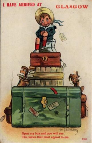 Glasgow Glasgow (Großbritannien) Leporello, Junge auf gepackten Koffern II (kleiner Einriss bei Auklappung)