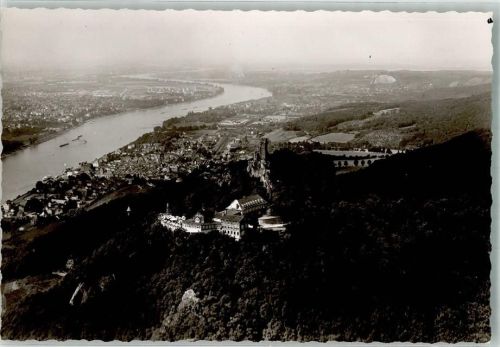 Königswinter Burg Drachenfels Fliegeraufnahme Foto Original aus Archiv eines Ansichtskartenverlages