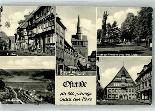 Osterode Rollberg Marktplatz St. Aegidienkirche Tilman-Riemenschneider-Platz Rathaus Sösetalsperre
