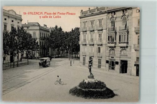 Valencia - Plaza del Pintor Pinazo calle de Colon Pferdestraßenbahn Fahrrad