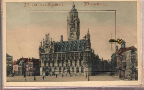 4331 Middelburg - Middelburg (Niederlande) Leporello auf Holz Markt mit Stadhuis I-II