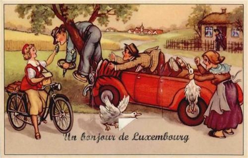 Luxembourg Luxemburg (Luxemburg) Leporello, Fahrrad, Unfall mit dem Auto I-II