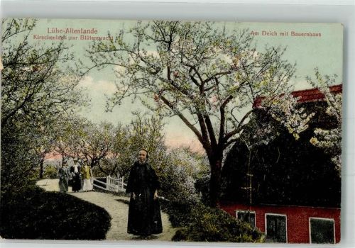 Lühe 1911 Tracht Am Deich Bauernhaus