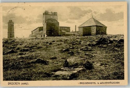 Brocken 1923 Brocken-Hotel Wolkenhäuschen und Turm