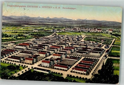 Lager Heuberg 1915 Vogelschau des Truppenübungsplatzes mit Alpenpanorama Feldpost WK I
