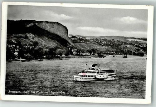 Remagen Blick auf Rhein u. Erpeler Ley Raddampfer