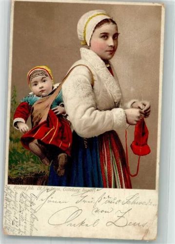 Göteborg 1899 Tracht Frau mit Kind