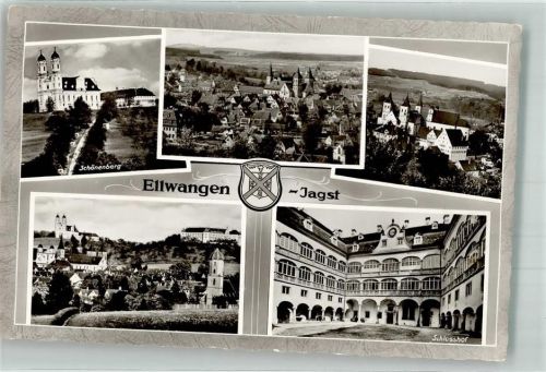 Ellwangen Kirche Schönenberg Panorama des Ortes mit Basilika St. Vitus Schloss ob Ellwangen