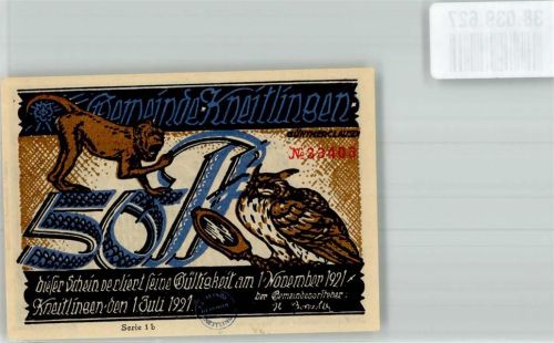 Kneitlingen 1921 1 Mark Till Eulenspiegel am Hoftor Vorderseite Affen