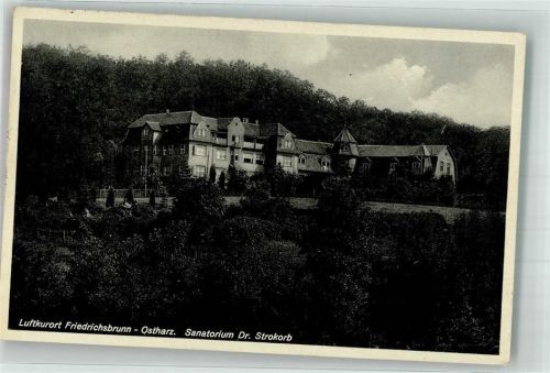 Friedrichsbrunn 1935 Sanatorium Dr. Strokorb Bahnpost Aschersleben Zug 993