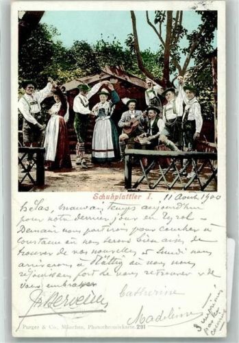 1900 Schuhplattler I. Tracht Purger u. Co. Photochromiekarte 291