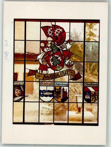 Oedsbach Wappen Müller Bleiglasfenster Gasthaus Grüner Baum Foto Original aus Archiv eines Ansichtskartenverlages