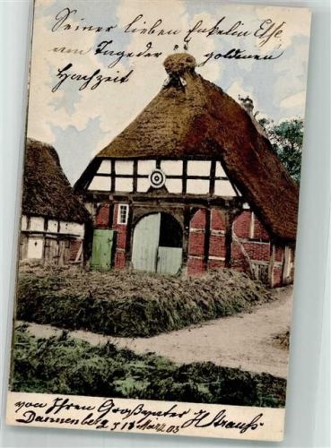 1903 Niedersächsische Scheune mit Störchen