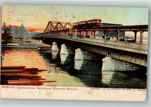 Boston 1907 - Eisenbahn Charlestown Bridge