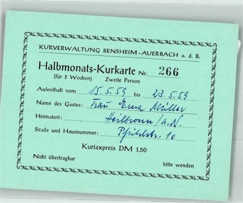 Auerbach Halbmonats-Kurkarte Pension Scherer