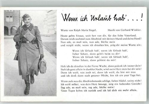 Text des Liedes Wenn ich Urlaub hab...! von Ralph Maria Siegel und Gerhard Winkler Fotograf Horst Frege Verlag Robert Franke 14