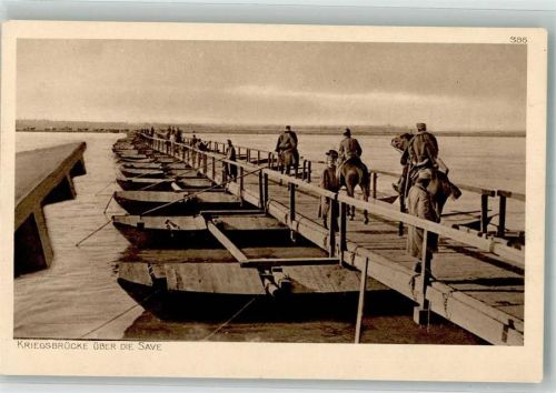 WK I Kriegsbrücke über die Save Ostpreußenhilfe Serbien