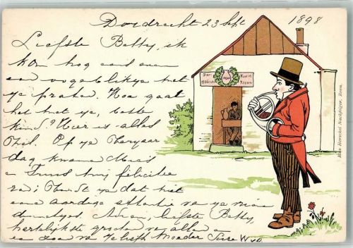 1898 Ein Hornbläser vor dem Gasthaus zum grünen Kranz