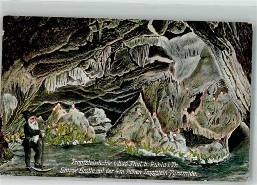 Thal 1908 Zwerg in der Großen Grotte mit der Tropfstein-Pyramide